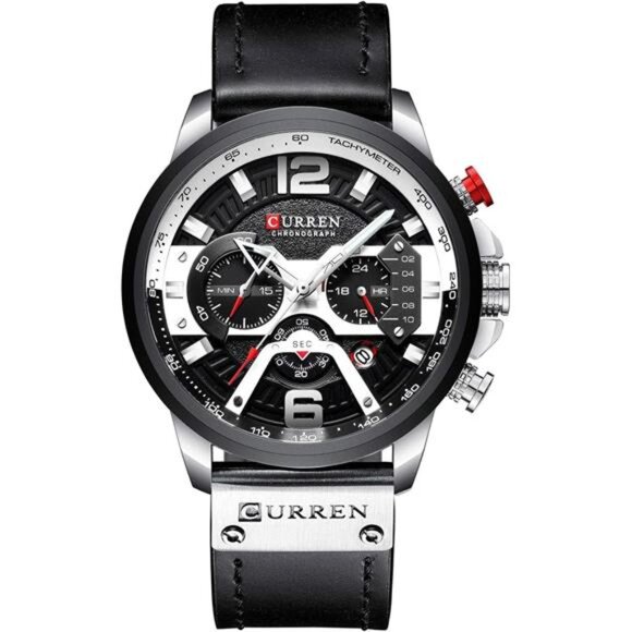 Mens Luxury Watches Business Chronograph Dress Waterproof Leather Strap Analog - Picture 1 of 7